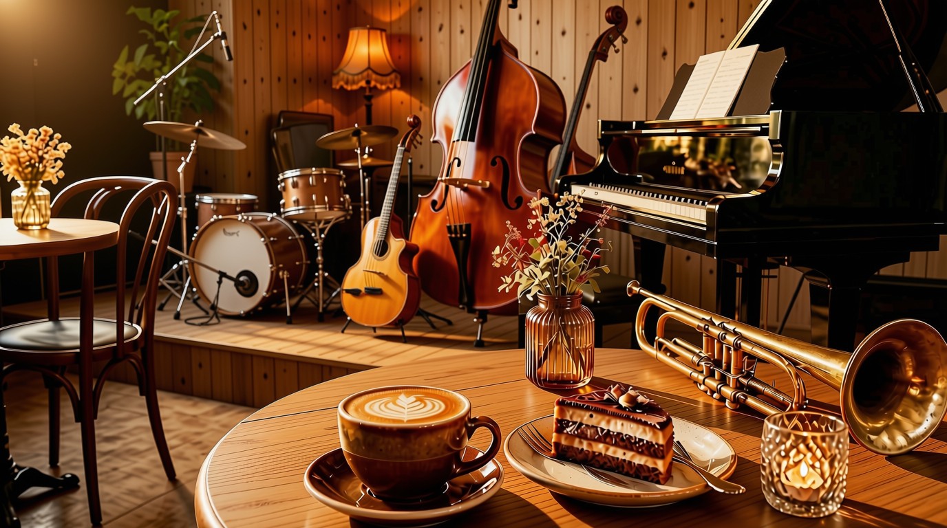 Musikinstrument im Kaffee